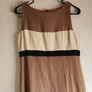 Laundry By Shelli Segal Brown and Cream Colorblock Dress